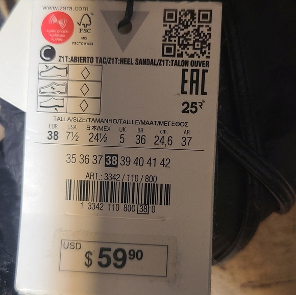 ZARA HIGH-HEEL STRAPPY SANDALS BLACK SIZE  3342/110 - Picture 8 of 8